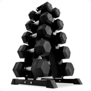 Rubber Coated Dumbbell Set with A-Frame Rack